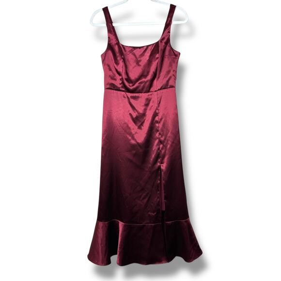Birdy Grey Eugenia Spice Burgundy Shiny Satin Convertible Midi Dress Small - Picture 1 of 8